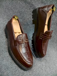 Chunky Genuine Leather Men's Shoes – Light Foam Sole – Comfortable and Stable for Everyday Use (Chocolate)