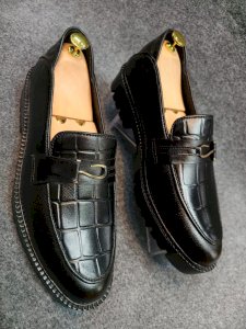 Chunky Genuine Leather Men's Shoes – Light Foam Sole – Comfortable and Stable for Everyday Use (Black)