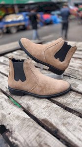Men's Brown Suede Leather Mid-Top Chelsea Boots