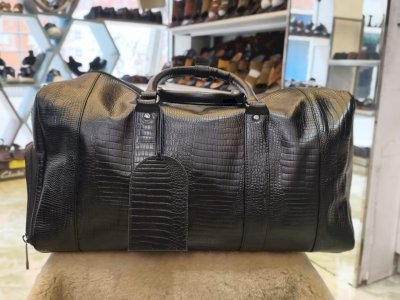 Black Genuine Leather Travel Bag