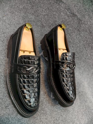 Chunky Genuine Leather Men's Shoes – Light Foam Sole – Comfortable and Stable for Everyday Use (Black)