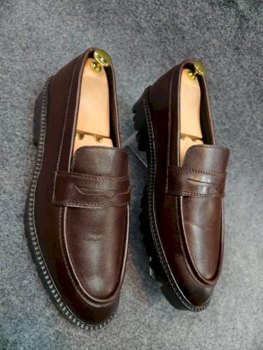 Chunky Genuine Leather Men's Shoes – Light Foam Sole – Comfortable and Stable for Everyday Use (Chocolate)