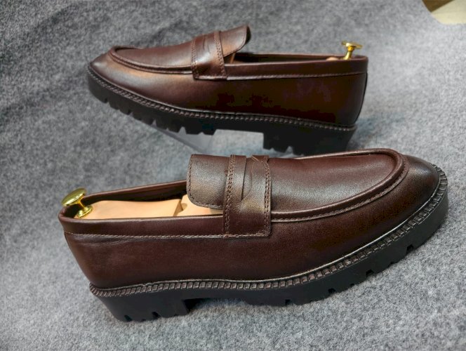 Chunky Genuine Leather Men's Shoes – Light Foam Sole – Comfortable and Stable for Everyday Use (Chocolate)